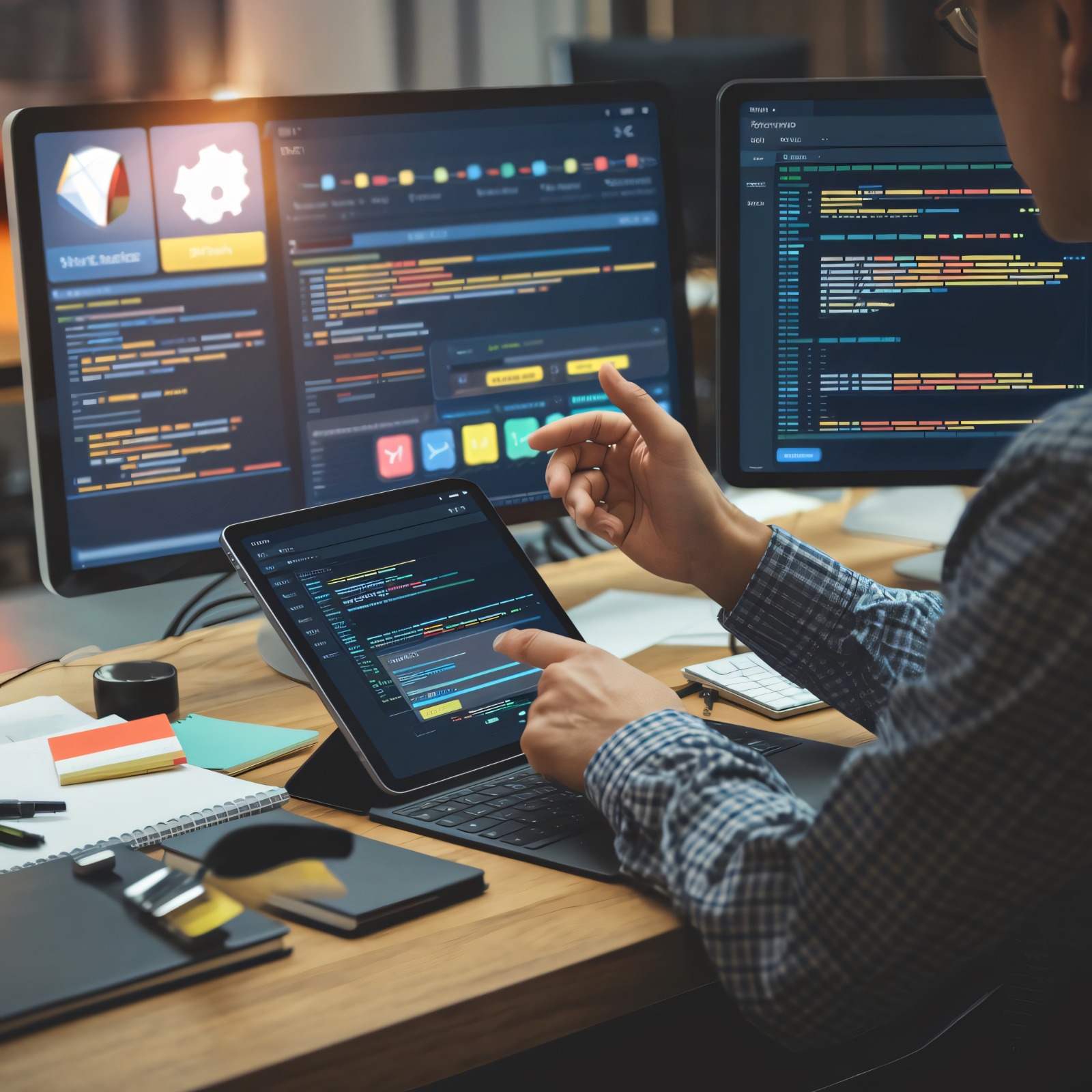 Web design and development concept showing responsive website layouts
